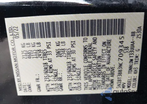 2022 Nissan Rogue Sv Intelligent Awd from USA, damaged, VIN 5N1BT3BB3NC709345